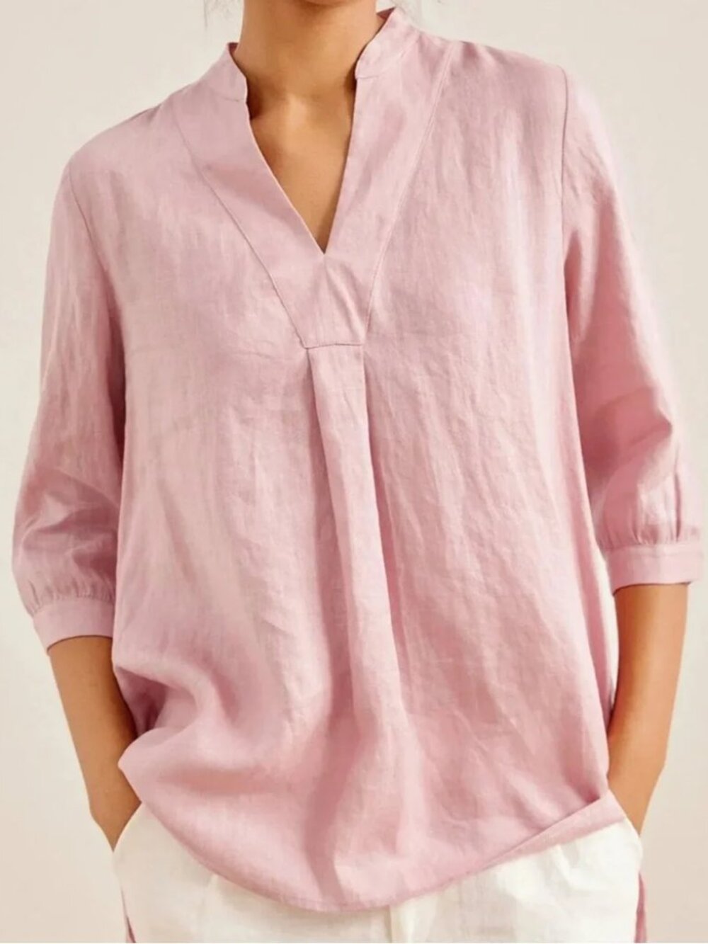 Lintico Joanna Blouse Tunic Top Women XXL Pink Linen Relaxed Coastal Effortless